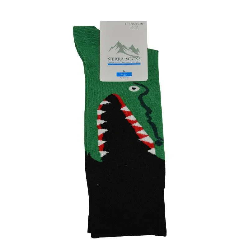 Alligator Design Colorful Smooth Toe Men Crew Socks