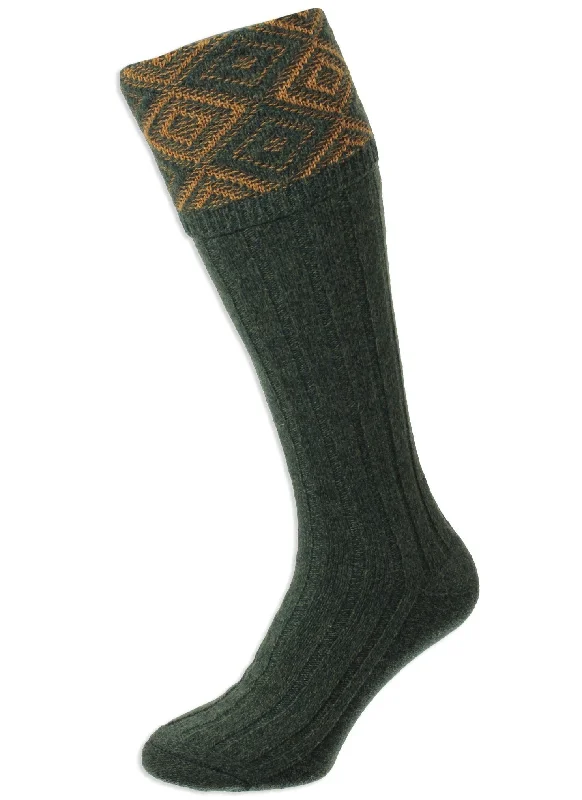 HJ Hall Duncliffe Shooting Sock | Textured Diamond Top