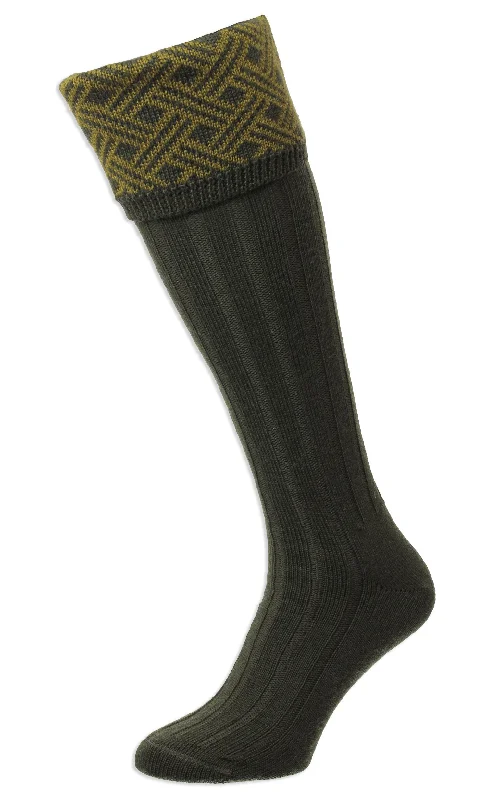 HJ Hall Langton Merino Wool Shooting Sock | Lattice Top