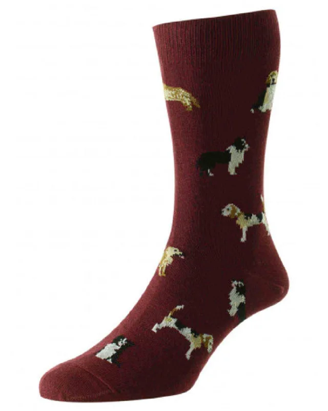 HJ Hall Mens Country Dogs Motif Cotton Rich Socks