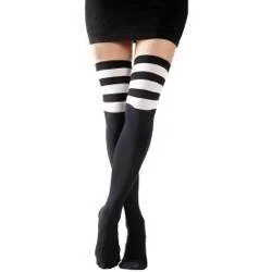 Triple Stripe Opaque Thigh High