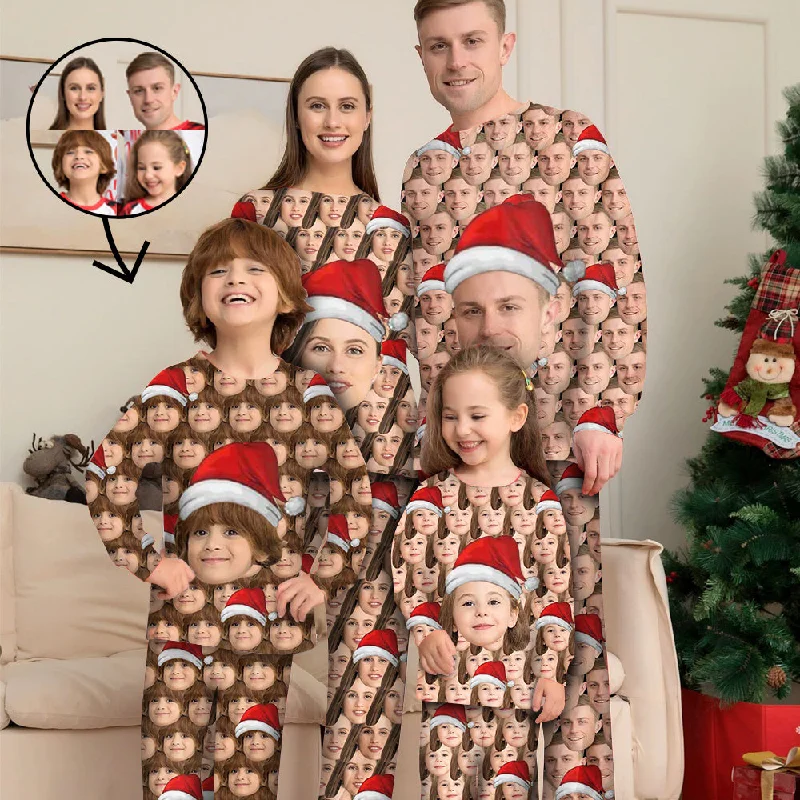 Custom Photo Pajamas Family Matching Set Christmas Matching Sleepwear Personalized Pajamas Funny Mash Face Christmas Gifts