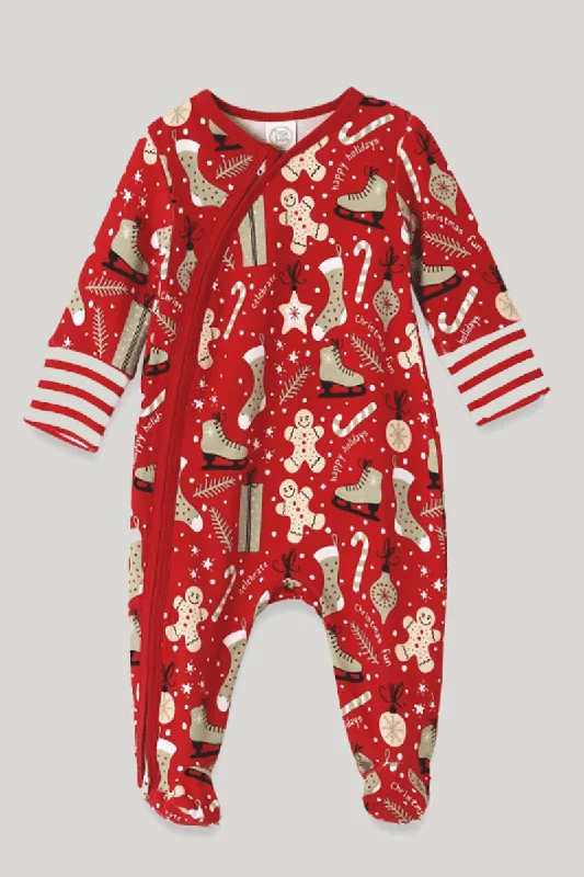 Custom Soft And Breathable Baby Christmas Sleepsuits, Newborn Striped Jumpsuits Footie Wholesalers