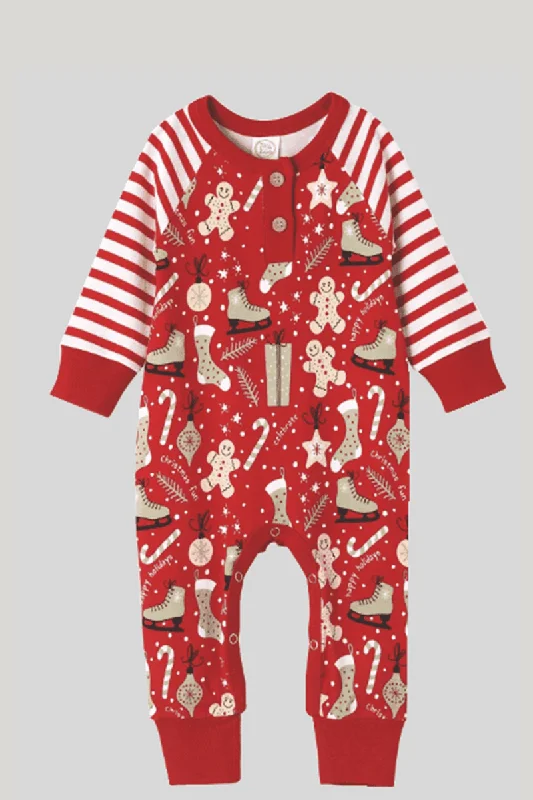 Custom Soft And Breathable Baby Christmas Sleepsuits, Newborn Striped Jumpsuits Wholesalers