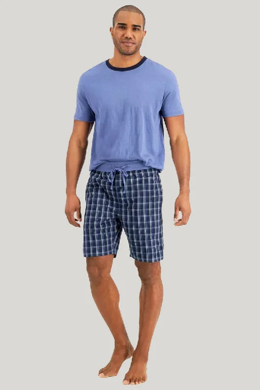 Men'S Short-Sleeved Shorts Pajamas With Drawstrings, Comfortable And Breathable Men'S Bamboo Fiber Sleepwear Set