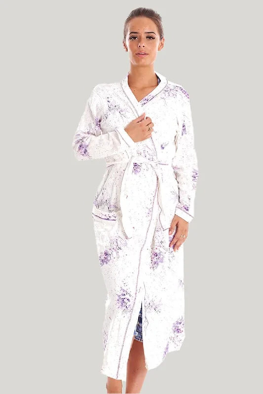 Soft And Comfortable Women'S Long Sleeve Robe And Pocket Waist Belt, Skin-Friendly Ribbed Sleepwear