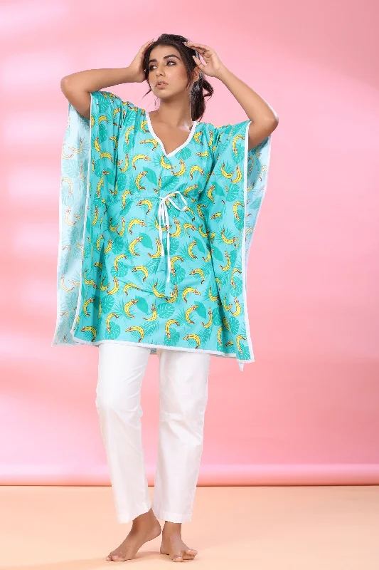 Tropical Bananas Short Kaftan with Pajama