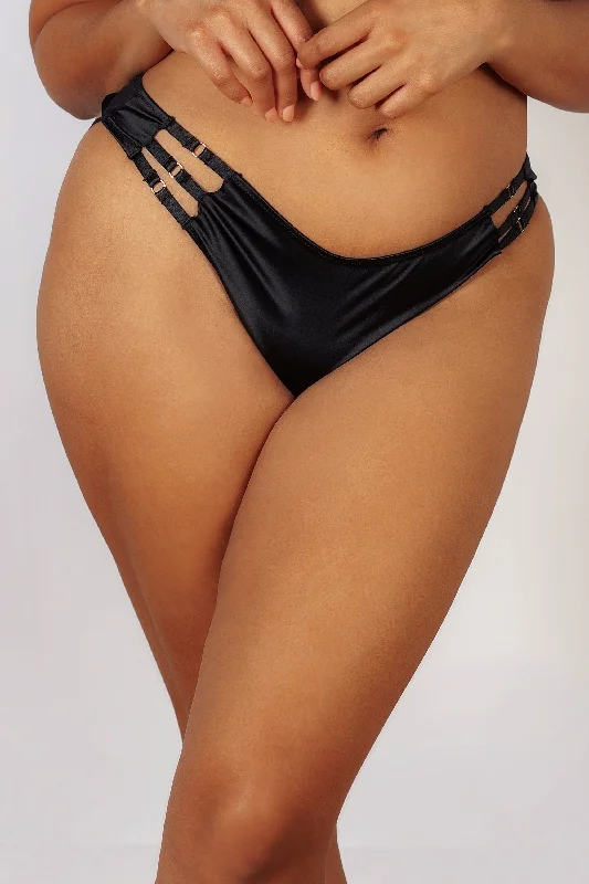 Ava Black Curve Strappy Open Back Brief