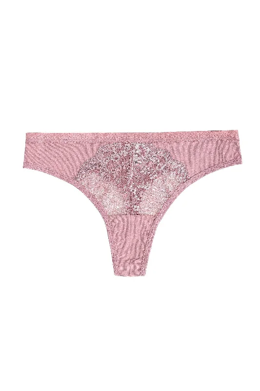 Cotton Thong Panty with Lace