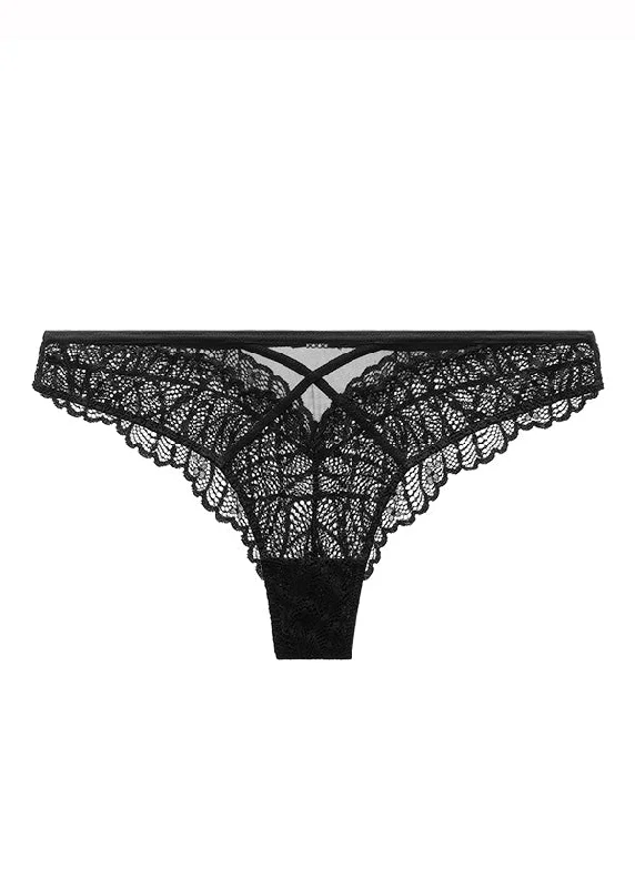 DAHLIA Plus Black Lace Tanga Panties