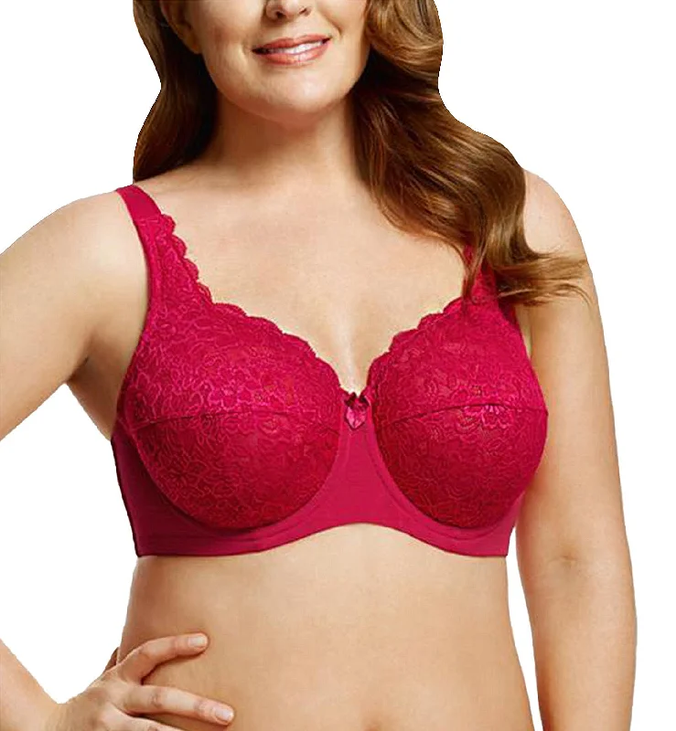 Elila Isabella Stretch Lace Full Coverage Underwire Bra (2311) - Red