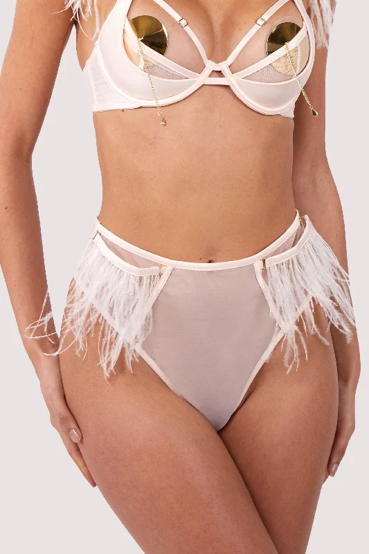 Phoenix Blush Feather High Waisted Brief