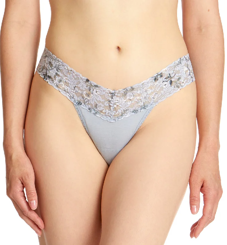 Hanky Panky Cotton-Spandex Low Rise Thong (891582P) - Grey/Meadow