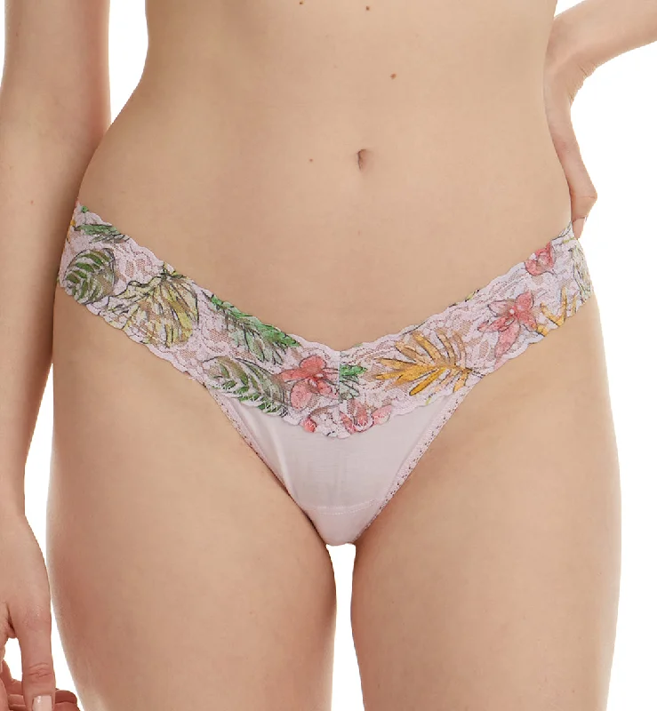 Hanky Panky Cotton-Spandex Low Rise Thong (891582P) - Lovely Leaves