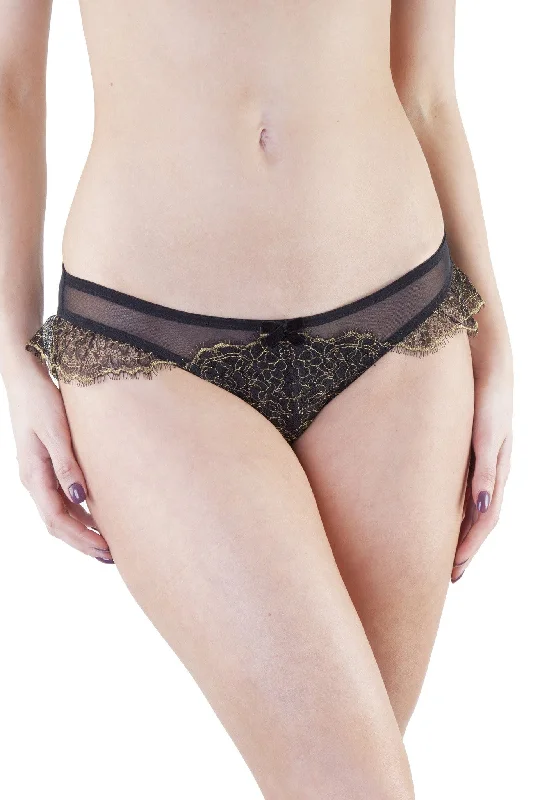 Karine Lace Overlay Brief Black/Gold