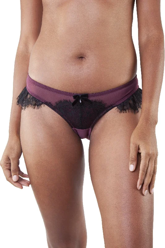 Karine Lace Overlay Brief Wine/Black