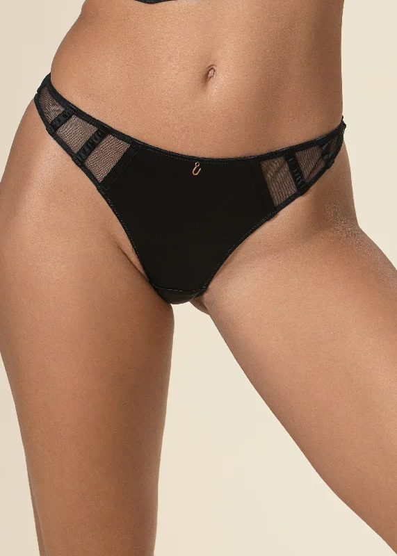 MARLENE Black Mesh Tanga Panties