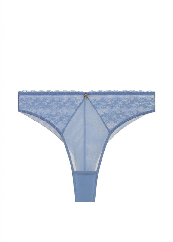 MOLLY Plus Seductive Floral Lace Blue Tanga Panties