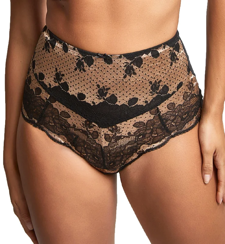 Panache Clara High Waist Brief (7254) - Black/Vintage Gold