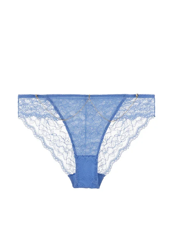 LYDIA Plus Sexy Recycled Blue Lace Hipster Panties with Detachable Metal Chains