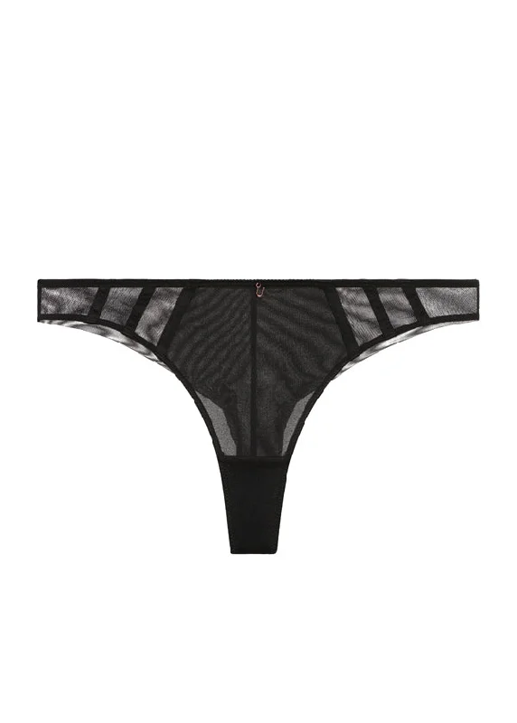 MARLENE Plus Black Mesh Tanga Panties