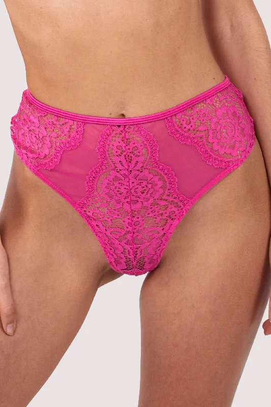 Ophelia Pink Cut Out Lace High Waist Brief