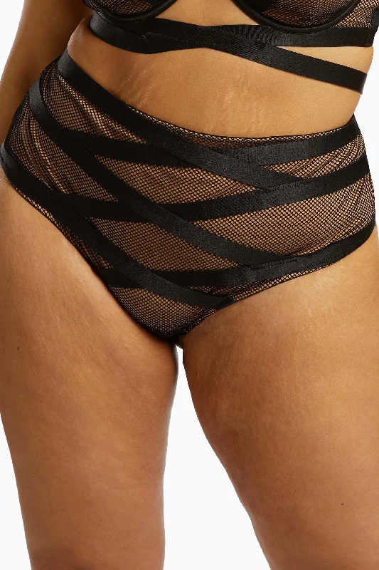 Brooklyn Fishnet Strappy High Waist Brief