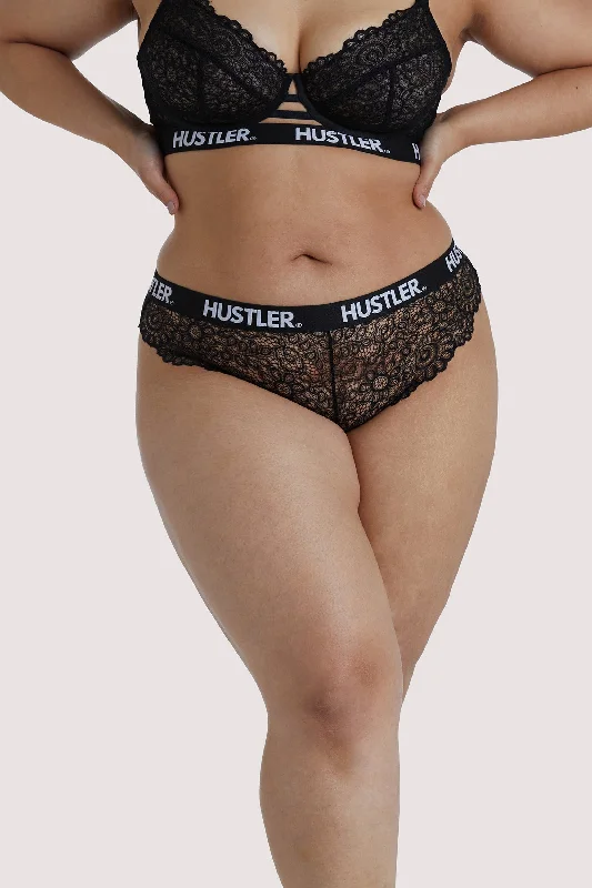 Hustler Branded Black Curve Lace Brief