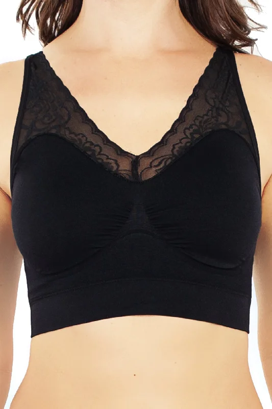 Seamless Leisure Bra With Lace Neckline