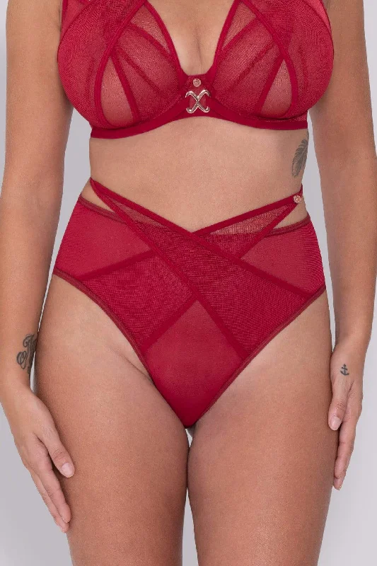 Black Magic High Waist Red Brazilian Brief