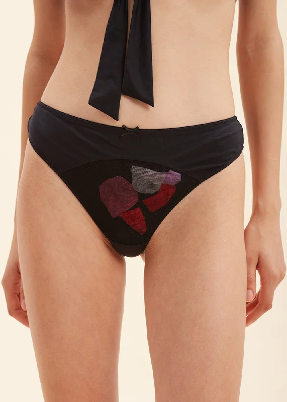 YOLANDA Superfine Fabric Mesh Rose Thong Panties